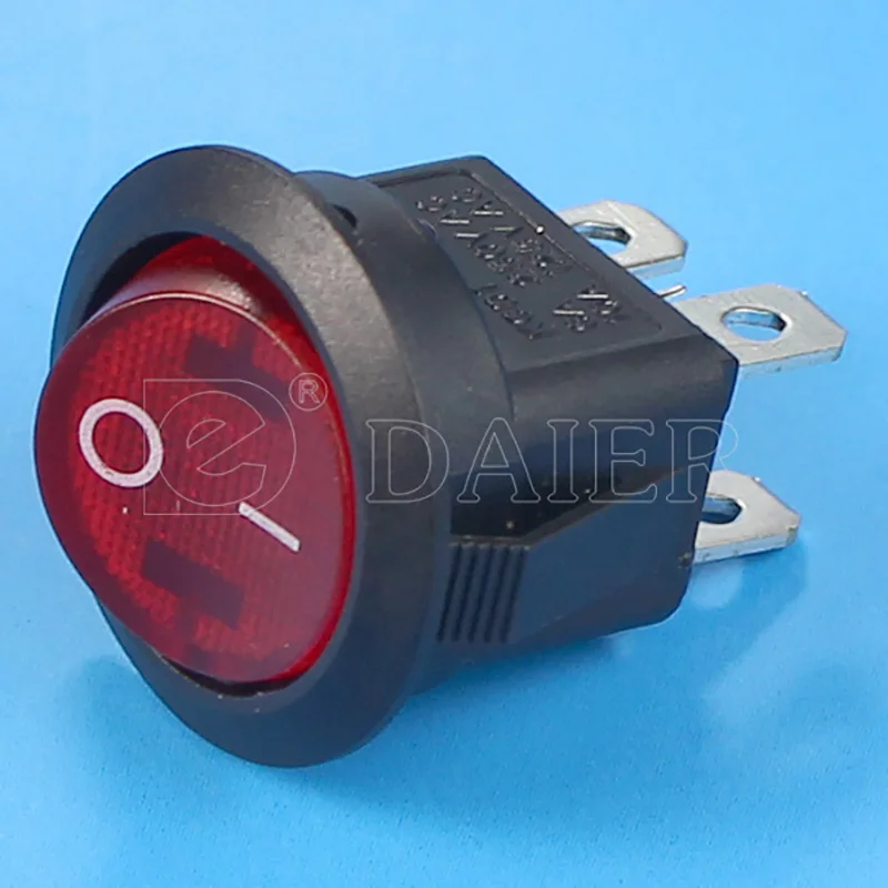 5Pcs 12/24/220V 라운드 로커 스위치 20MM 4 핀 ON/OFF DPST 래칭 LED 자동차 푸시 버튼 스위치에 조명 투명 빨간색