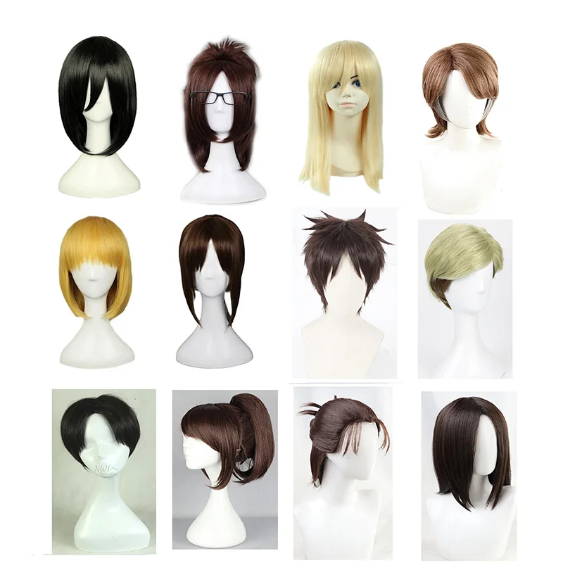 Парики из атаки на Титанов Mikasa Ackerman Levi Hange Zoe Sasha блузка Lenz Рождество Armin Arlert Ymir Эрен