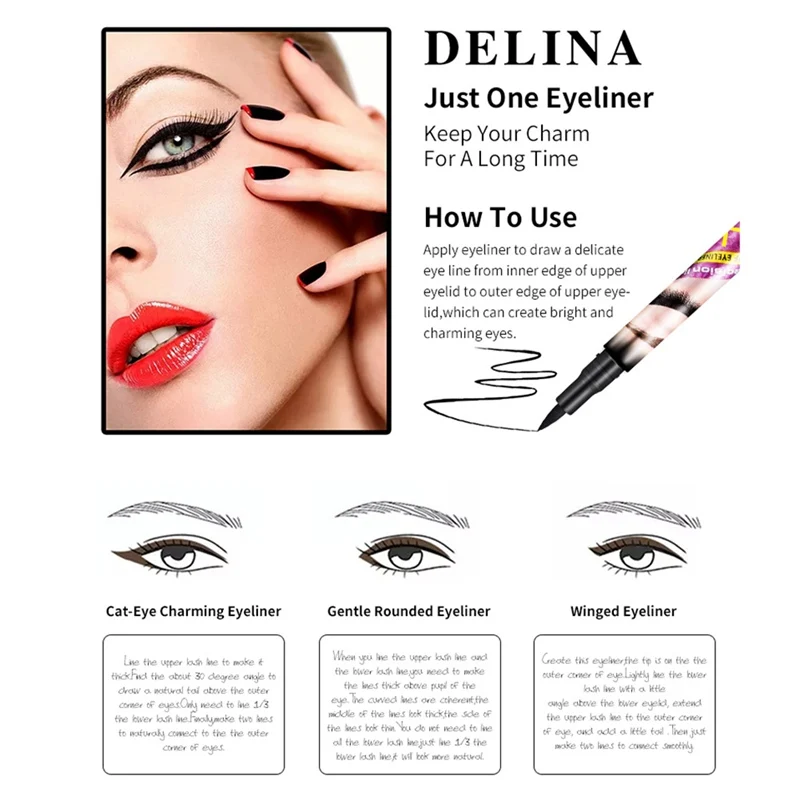 Быстросохнущая черная жидкая Водостойкая Подводка для глаз Liquid Make Up Eye Liner