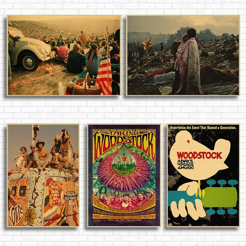 Woodstock рок музыкальный фестиваль/ретро крафт бумага декоративная живопись