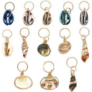 

Bohemia Styles Natural Shell Charms Hair Braid Dreadlock DIY Clips Cuffs Rings Jewelry Dreadlock Accessories