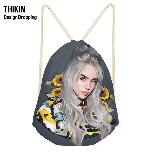 THIKIN Fashion Singer Rapper Billie Eilish, косметички с принтом, сумка-Карандаш для девочек-подростков, мини-сумочка для карандашей, детские школьные принадлежности - Цвет: 1