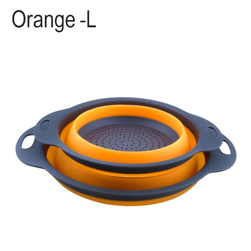 Серебристый Hot Multifunction Kitchen Collapsible Silicone Colander Fruit Vegetable Strainer Space Saver PLD - Цвет: Серебристый
