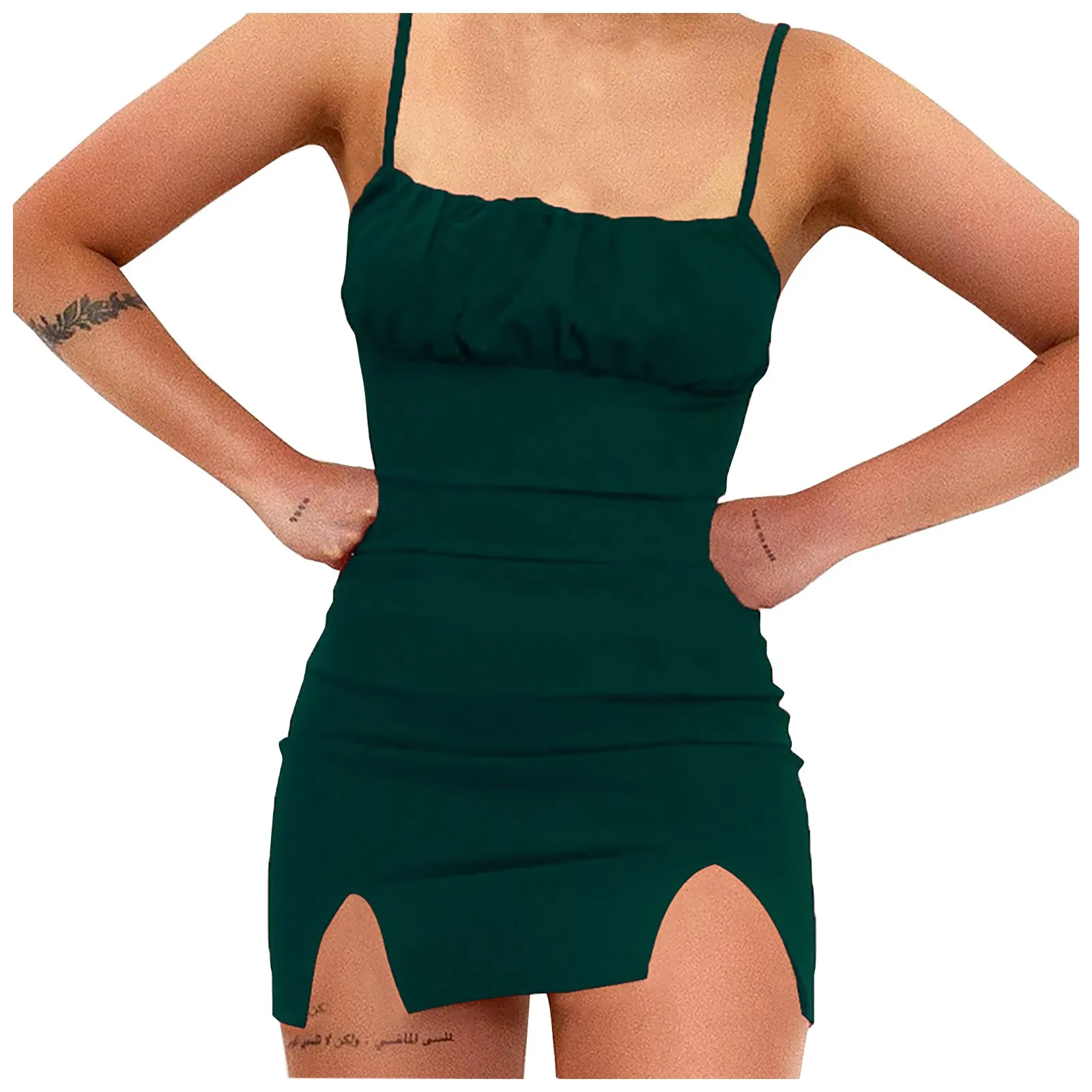 Summer Fashion Women‘s Split Solid Color Dress Sexy Slim Temperament Suspender Skirt Sexy Slim Mini Dress Femme Vestidos 2021 2