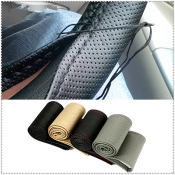 

Car Braid Wheel Steering Cover Thread leather 38cm Auto for BMW M8 M550i M550d M4 M3 M240i M140i 530i 128i i8 Z4 X5 X4