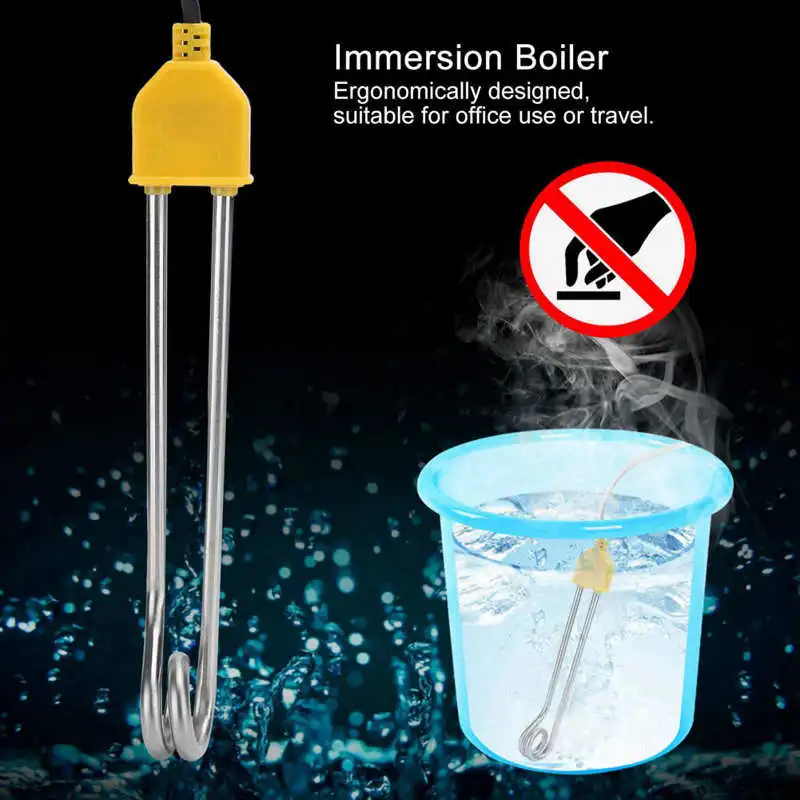 Calentador de inmersión portátil de 1000W, calentador de agua eléctrico de acero inoxidable, Elemento calentador de agua caliente instantáneo para bañera