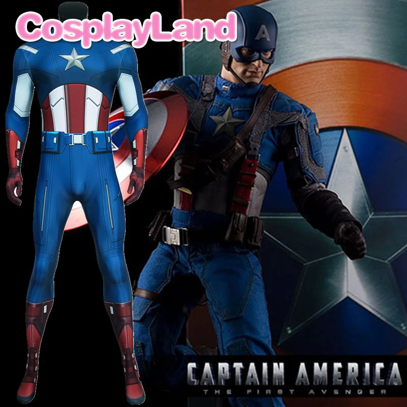 

The Avengers Captain America Cosplay Zentai Jumpsuit Superhero Steve Rogers Costume 3D Printing Bodysuit Halloween Uniform Suit