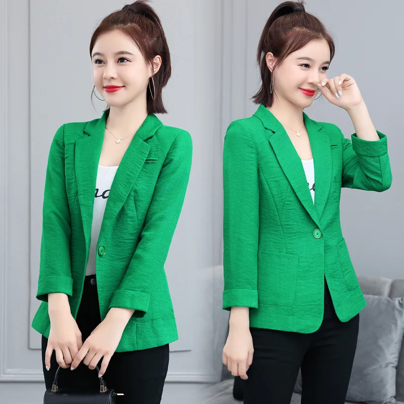 

2019 Autumn Ninth Sleeve One-Button Solid Color Short Suit Jacket Comfortable Simple Versitile Fashion