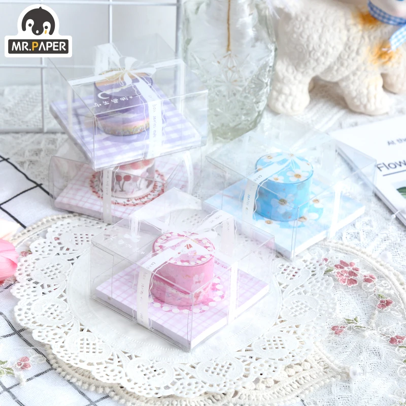 Mr.Paper 4 Designs Cake Box Series N Times Stick Tape DIY Writing Minimalist Washing Tape Decoration Label Craft