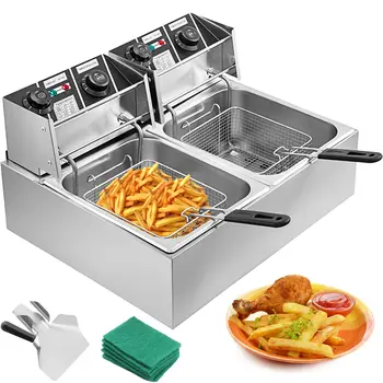 

5000W Electric Home Fryer 20L French Fries With Double Timer Tanks