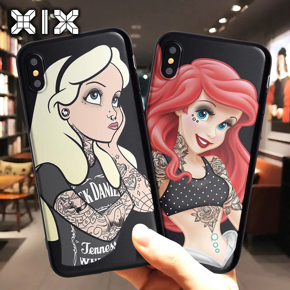 Чехол для iPhone 11 Pro, чехол для iPhone 5, 5S, 6, 6 S, 7, 8 Plus, X, XS, Max, тату, принцесса, чехол для iPhone 7, чехол из мягкого ТПУ для iPhone XR, чехол
