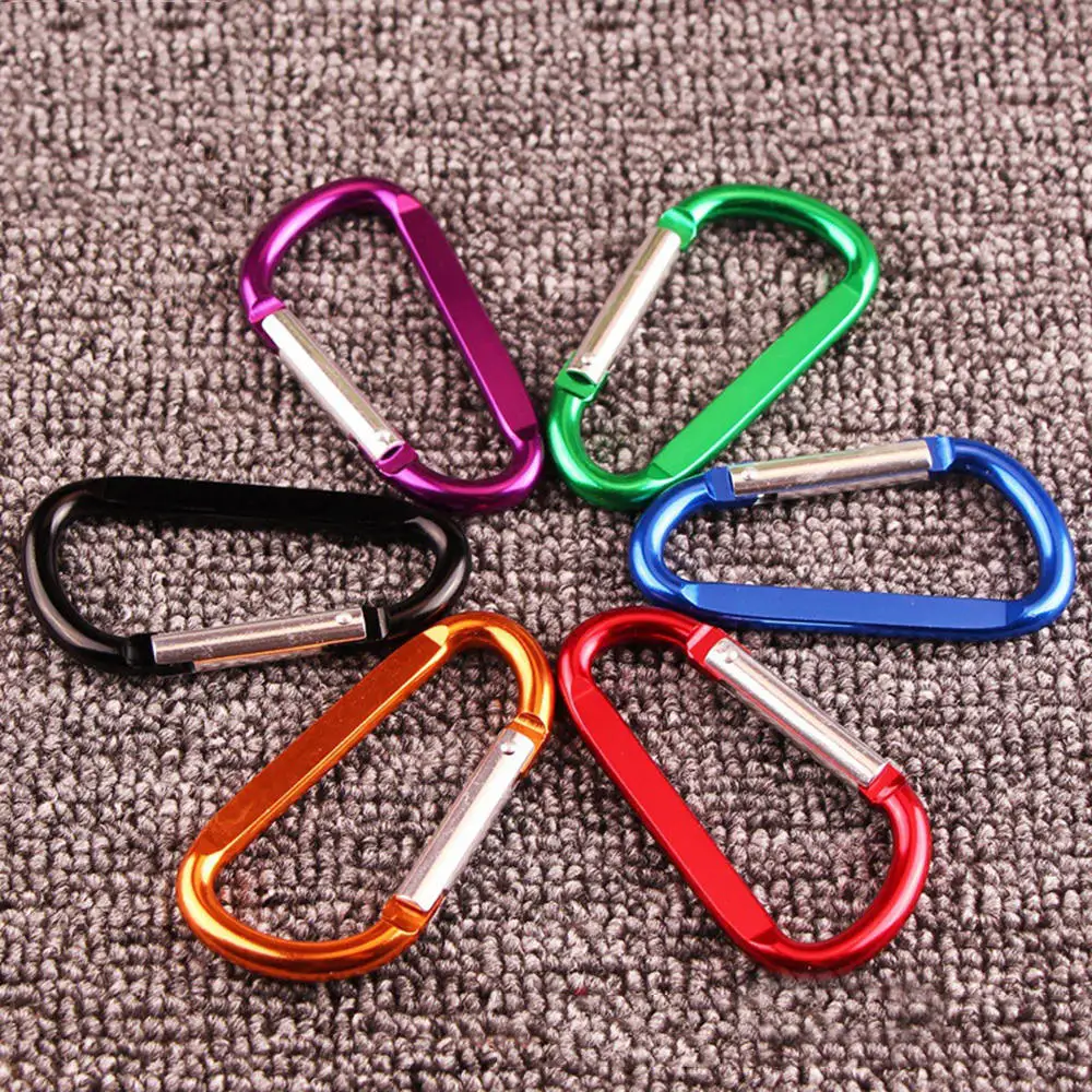 10pcs Aluminum Carabiner Key Chain Clip Water Bottle Buckle Camping Keyring Snap Hook Travel Kit Climbing Accessories