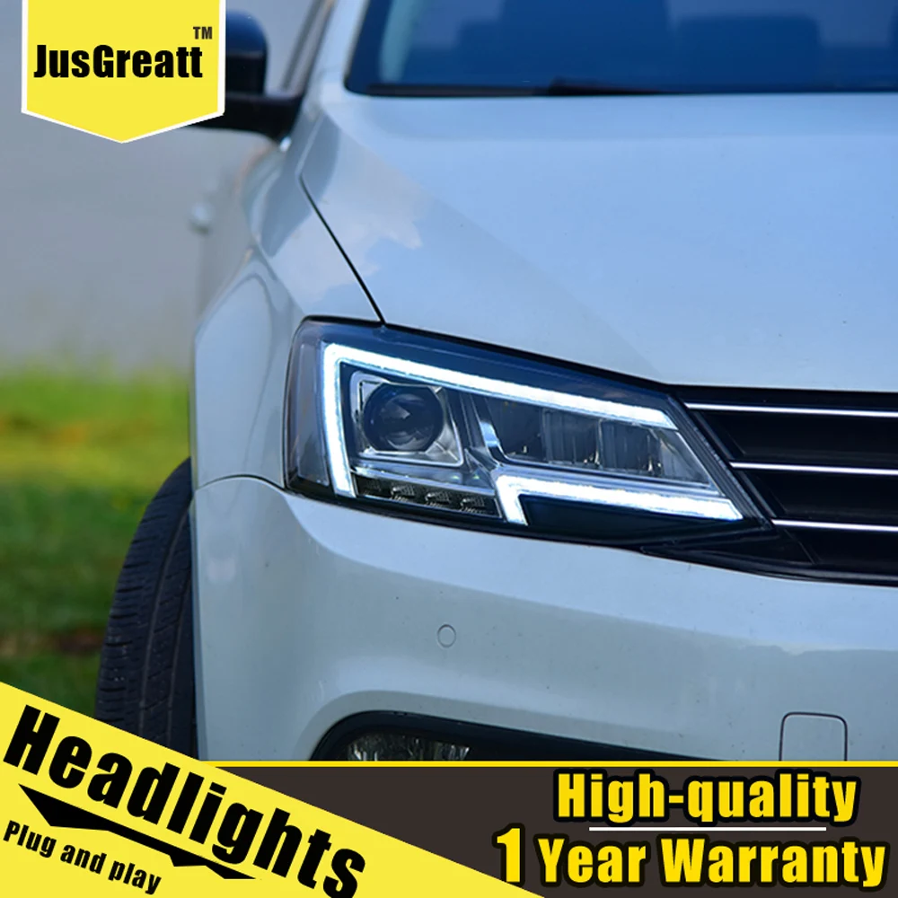 A Pair For VW jetta Headlights 2012 2018 jetta LED Head Lamps All LED