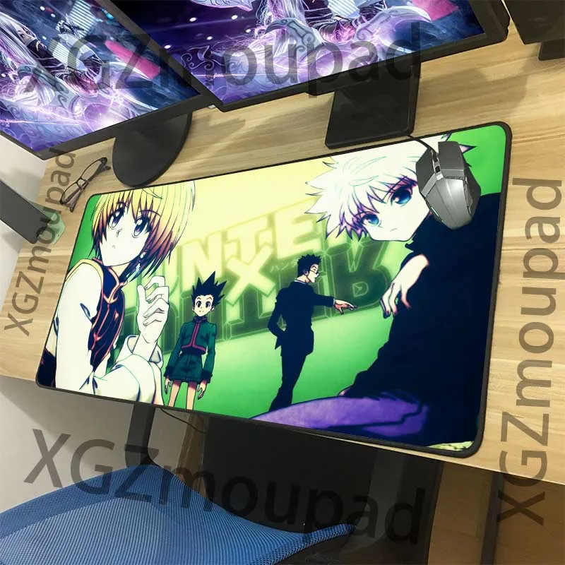  XGZ Custom Large Anime Computer Desk Mat Black Lock Edge Comic Hunter Kurapika Mouse Pad Rubber Non