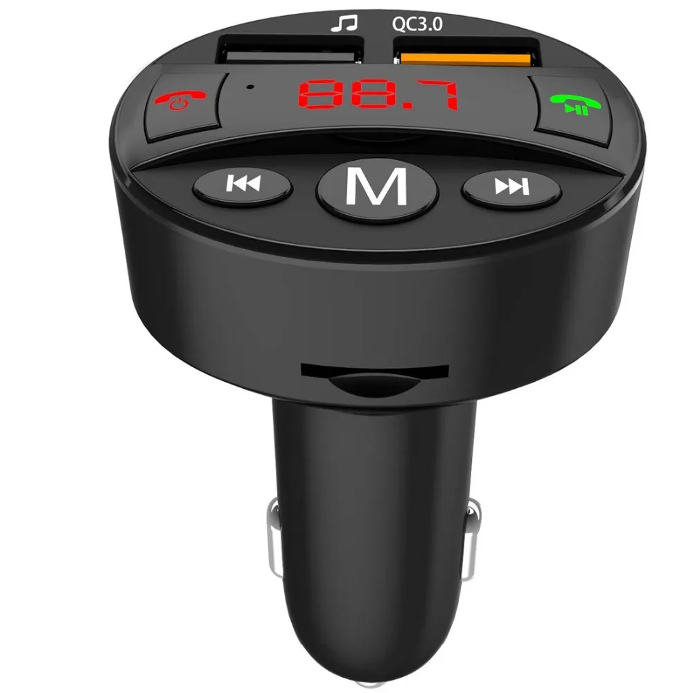 Bluetooth fm-передатчик беспроводной стерео автомобильный комплект радио адаптер громкой связи вызов QC3.0 Быстрая зарядка поддержка tf-карт USB диск