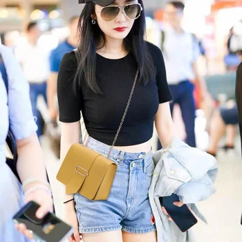 

WOMEN'S One-Shoulder Chain Tongue Square HandBag Korean-style New Shoulder Solid color Mobi Purse Bags