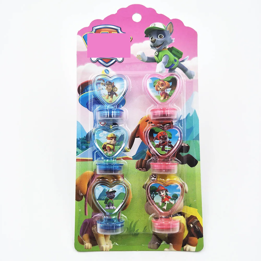 stamps 6pc per set 6 шт./компл. с рисунками из мультфильма «Щенячий патруль» Кепки для детей счастливыми День рождения поставки вечерние подкладкой детская верхняя одежда с День рождения поставки Кепки вечерние свадебные сувениры - Цвет: stamps 6pc per set