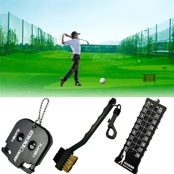 

Practice Training Tool Golf Score Counter Stroke Counts Indicator with Key Chain Club Cleaner Brush Golf Accessories Set Black