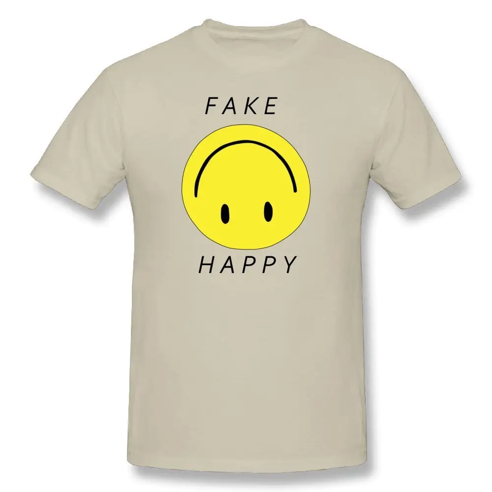 Midnite Star Paramore, Мужская футболка с мультипликационным принтом, футболка PARAMORE FAKE HAPPY, забавная футболка, летняя, хлопок, повседневные футболки - Цвет: beige