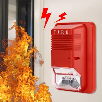 

Sound-light Fire Alarm Sound & Light Fire Alarm Warning Strobe Horn Alert Safety System Sensor for Home Hotel Restaurant