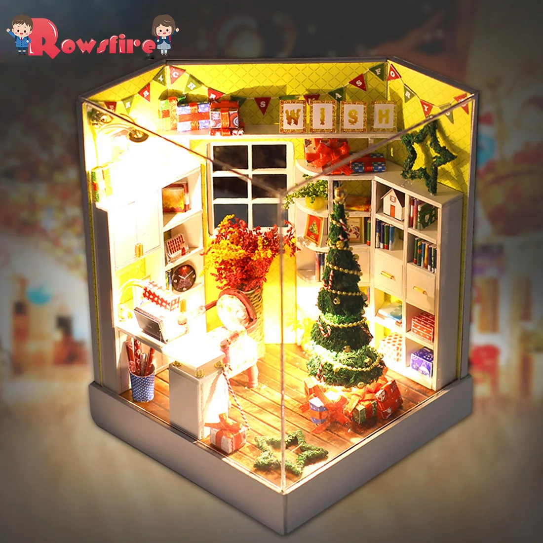 

DIY Creative Handmade Theme Wooden Cabin Assembly Building Model Toy Set - Merry Christmas