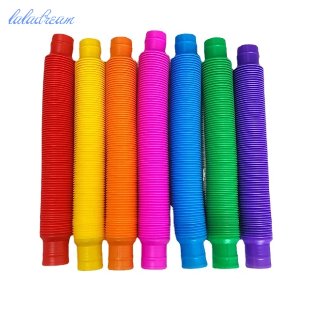 Kids Colorful Plastic Stretch Pipe Fidgeting Squeeze Squeezable Toys Decompression Anti-stress Sensory Toy 2