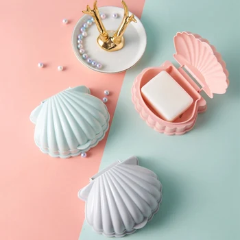 

Creative Portable Shell Shape Soap Box Bathroom Drain Soap Holder Travel Soap Protect Case Bathroom Accessories