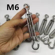 

10pcs M6 Hook and Eye Open Turnbuckle 304 Stainless Steel With Working Magnet