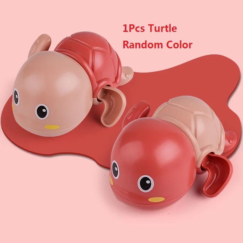 Bath Toys Baby Water Chain Clockwork Cute Cartoon Animal Tortoise Infant Swim Penguin Fish Wound-Up Kids Beach Water Bath Toy 7
