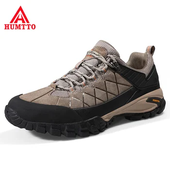 

HUMTTO Outdoor Sneakers Male Breathable Lace Up Hiking Men Shoes High Quality Climbing Trekking Tourism Leather Shoes for Mens