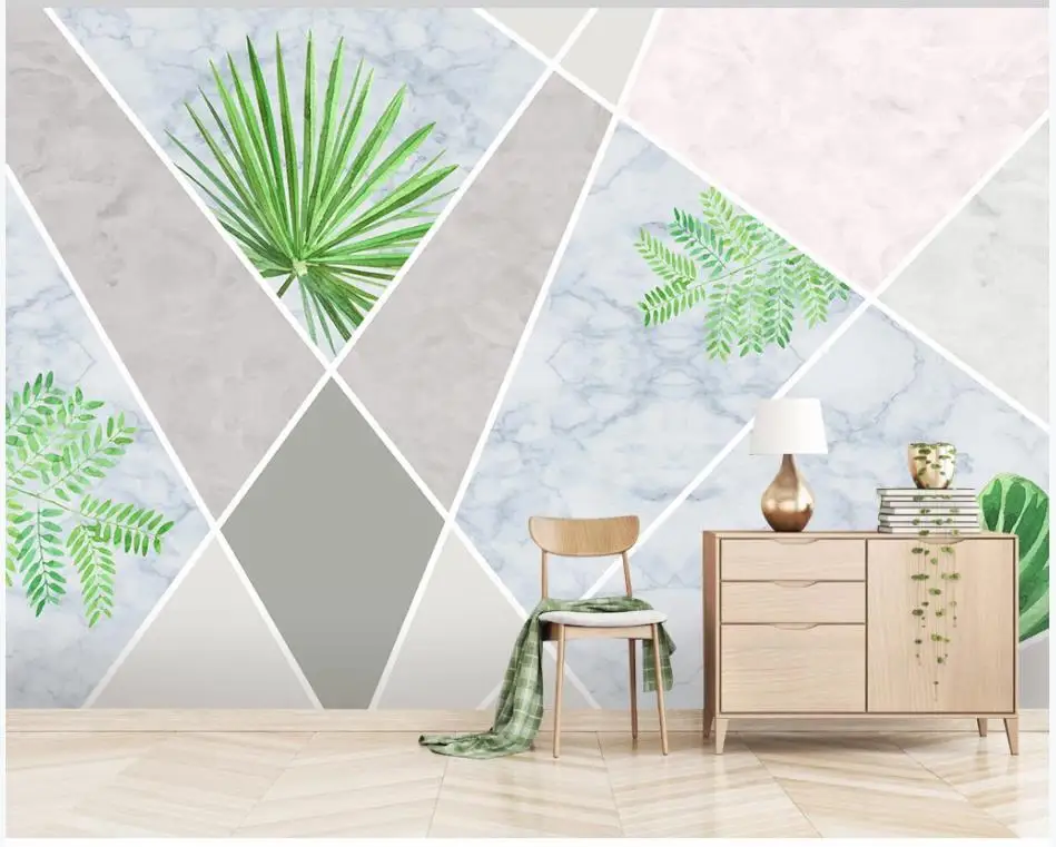 Custom photo wallpaper for walls 3 d mural wallpapers New marble leaves abstract pattern living room background wall papers