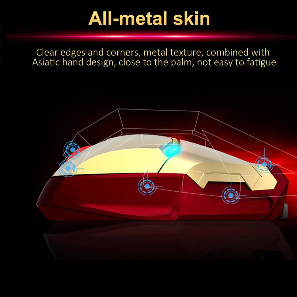 Беспроводная игровая мышь CHYI Iron Man оптическая Бесшумная 800/1200/1600/2400 DPI USB