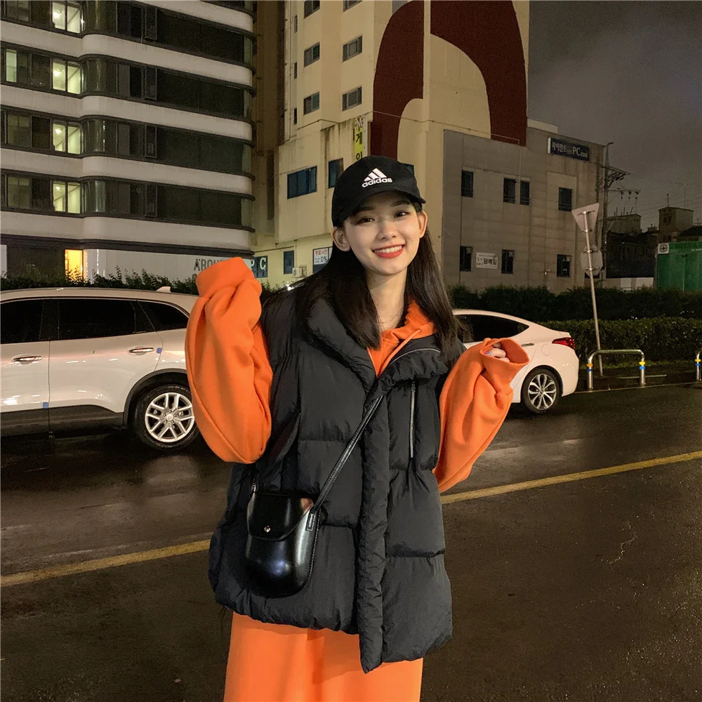 Down Feather Cotton Vest Women's New Style Autumn And Winter Short Students Bread Cotton Coat Sleeveless Coat Thick Waistco
