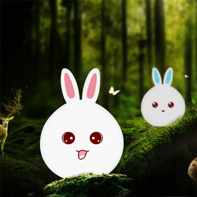 

USB Silicone Night Light LED Remote Sensor Cute Rabbit Lamp Bedroom LED Night Lamp Children Baby Kids Bedside Lamp