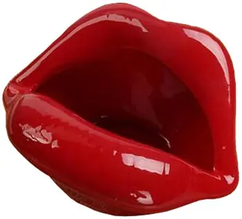 

Loghot Creative Ceramic Cigarette Ashtrays with Lips Style Fashion Home Decorations (Dark Red)