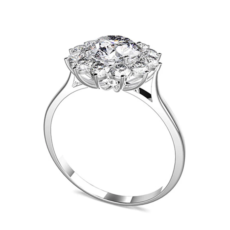 PANSYSEN 925 Sterling Silver Rings for Women Flower Design Ring Bijoux Femme Bridal Wedding Engagement Jewelry Accessories