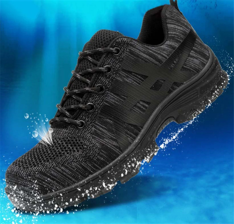 Safety Shoes Men ,Steel Toe Antismash Work Shoes, Soft Rubber Sole