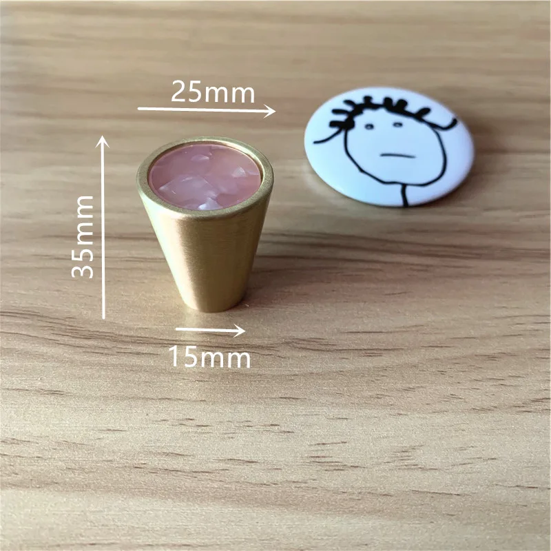 pink LCH Nordic Style Solid Brass Inlaid with Pink Black Marble Cabinet Knob Drawer Pull Furniture Handles Brass Knob Clothes Hook - Цвет: pink