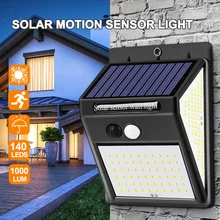 1/2/4 PCS 140 LED Solar Light Outdoor Solar Lamp PIR Motion Sensor Wall Light Waterproof Solar Powered Sunlight for Garden Decor