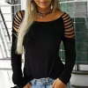 Sexy Blouses For Women Summer Casual Cut Out Tunic Streetwear Hollow Out Tops solid color Long sleeve Pullover Ladies Shirts 1