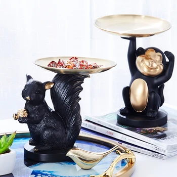 

[COS] Nordic Modern Dog Squirrel Monkey Tray Home Decor Livingroom Fruit Plate Door Key Storage Coffee Table Snack Candy Tray