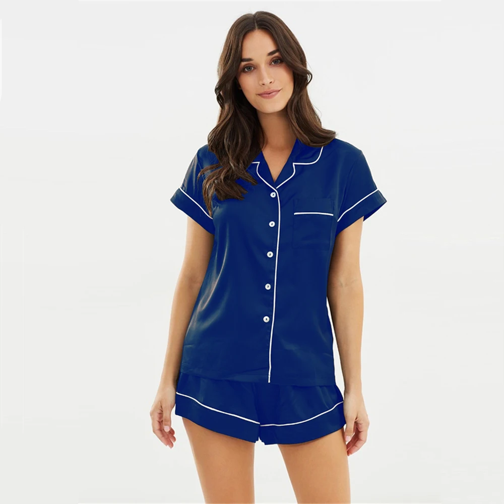 Для женщин пижамы Satin Plain нижнее белье Babydoll Ночное белье шорты одежда для сна пижамный комплект летом прохладно пижама женская Быстрая