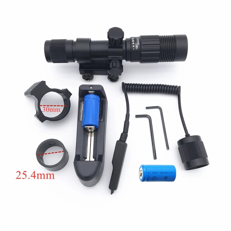 Tactical Zoomable Flashlight Torch with Green Light Adjustable Focus