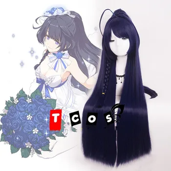Парик Honkai Impact 3 Райден Мэй синий смешанный 100 см Длинные Синтетические волосы парики Косплей Аниме парик чип конский хвост + шапочка парика