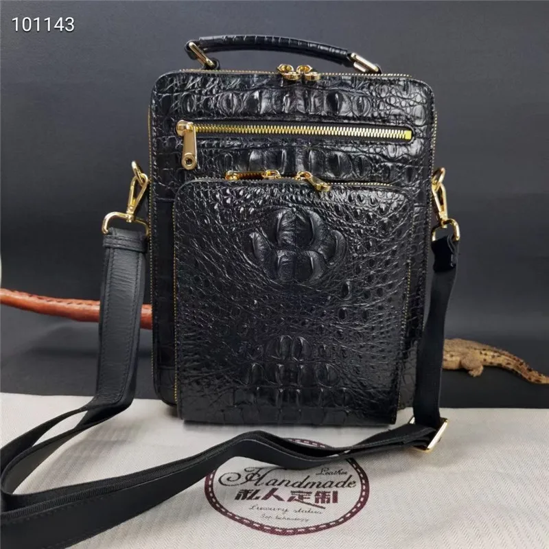 

Exotic Genuine Alligator Skin Men's Small Handbag Authentic Crocodile Leather Satchels Purse Male Single Cross Shoulder Bag