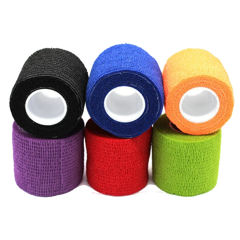 1 Roll 5*450cm Disposable Self-adhesive Flex Elastic Colorful Bandage Tattoo Handle Grip Tube Wrap Elbow Stick Medical Tape athletic bandage tattoo grip cover
