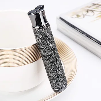 

Honest Fashion Inflatable Lighter Personality Engraving Metal Free Fire Open Flame Mini Thin Lady Smoking Lighter Christams Gift