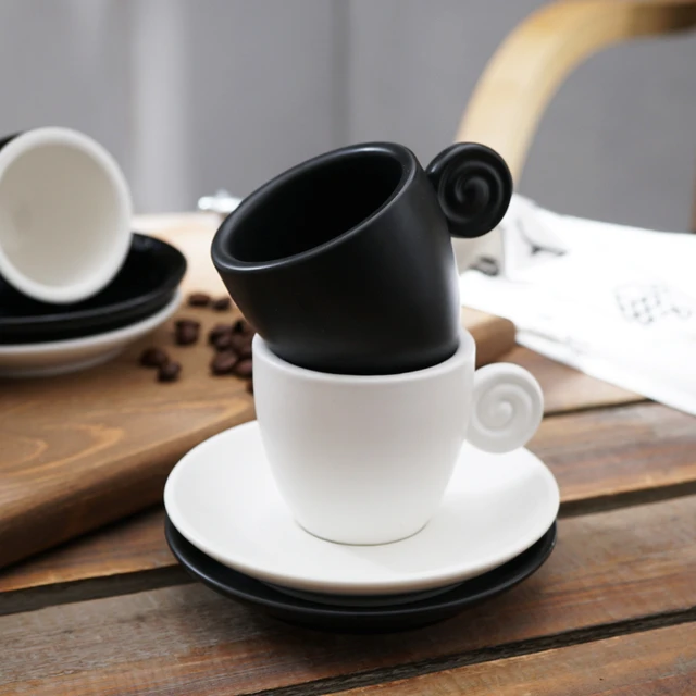 Simple Stylish 90cc Small Espresso Shot Cups Saucer Sets Frosted