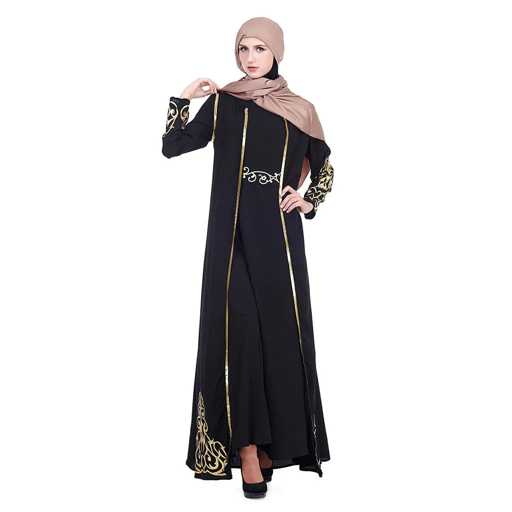 Платье Топ Новое мусульманское платье 2 шт. женское платье и халат кафтан абайя тонкие мусульманские Вечерние платья для женщин модная одежда