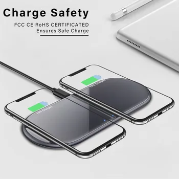 

For iPhone XR XS Samsung note10 Dual 15W Port Qi Wireless Fast Charger Charge Dock Pad Mobile phone charging base